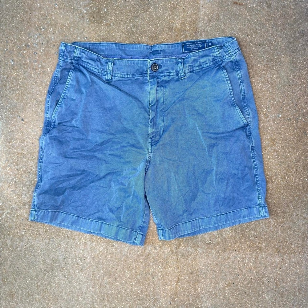 Vineyard Vines Mens Size 32 Blue Chino Shorts Faded Cotton Casual 7 Inch Inseam